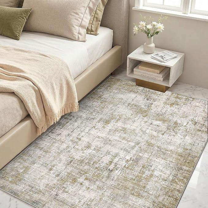 Washable 4'x6' Abstract Area Rug for Bedroom Living Room | Modern Carpet For Bedroom Kitchen Office Hallway Entryway Printed Pattern Home Decor Non-Slip Stain-Resistant Easy To Clean