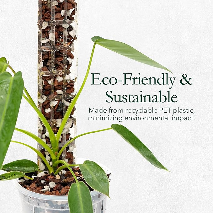 THICCLY V2 GrowPole Small 10 Pcs – Patented D-Shape Moss Pole for Climbing Plants, Moisture-Locking Closed Back, Stackable Extendable Support for Monstera, Philodendron, Pothos & Anthurium