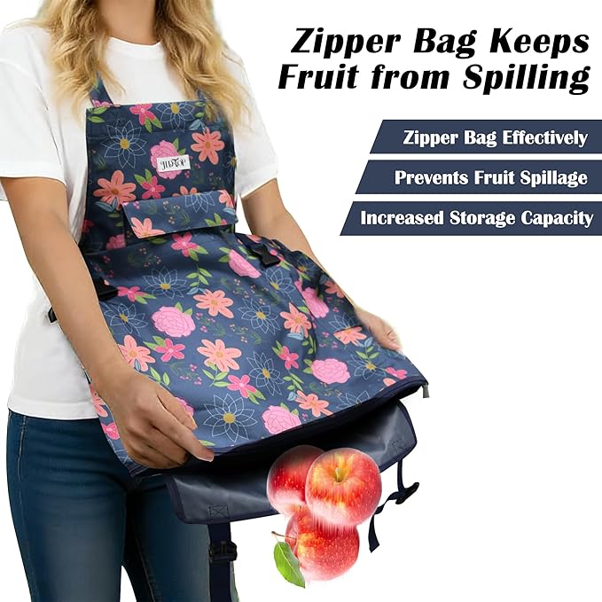 Garden Harvest Apron for Women, Fruit Picking Apron with Quick Release Bottom