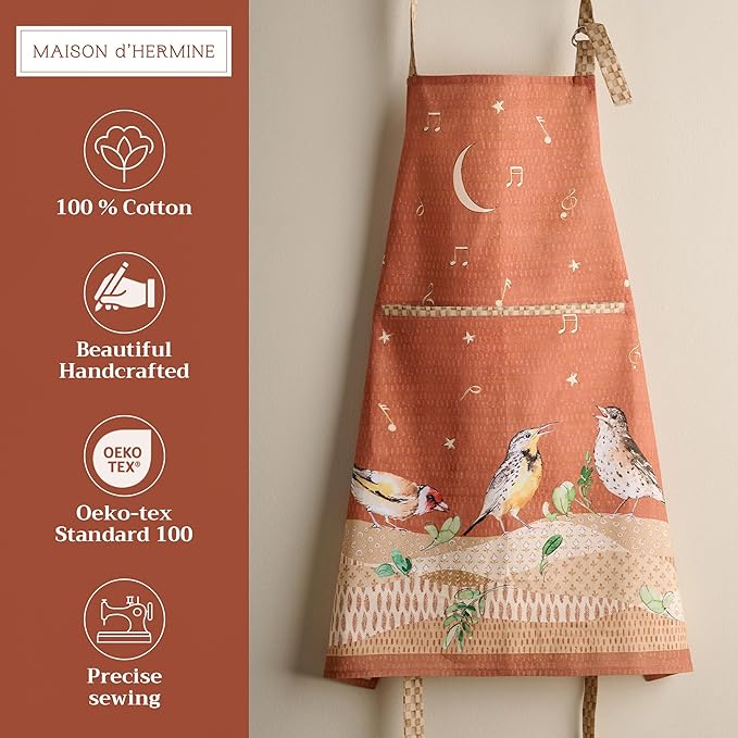 Maison d' Hermine Aprons for women with Pocket 100% Cotton (27.50"x31.50") | Adjustable Neck Strap & long ties Apron Men Chef Wedding Cooking Gardening Server Maid