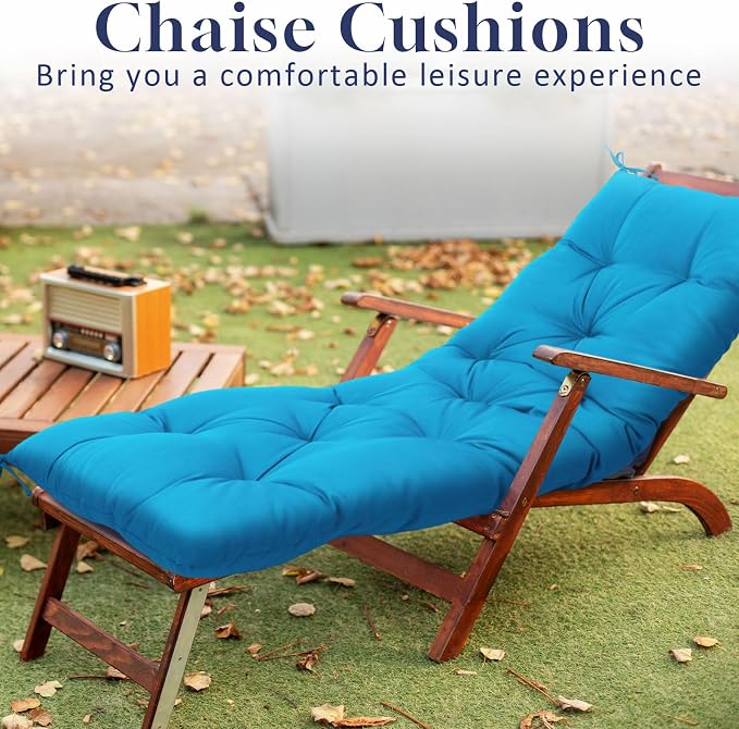 Wenqik Outdoor Bench Cushion 59 x 20 x 4 Inch Waterproof Patio Swing Cushion with Removable Zippered Cover Adjustable Ties Seat Pad for Porch Bench Garden Loveseat (Lake Blue, Classic)