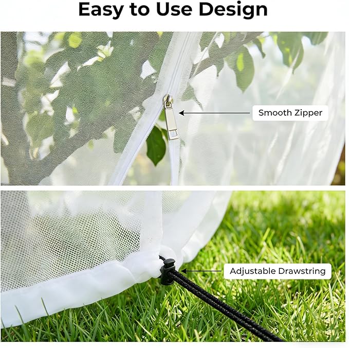 16x16Ft Extra Large Fruit Tree Netting Cover with Zipper & Drawstring, Garden Mesh Netting for Protecting Plants from Birds,Bug& Squirrels,Ultra Fine Weather Resistant Tree Netting