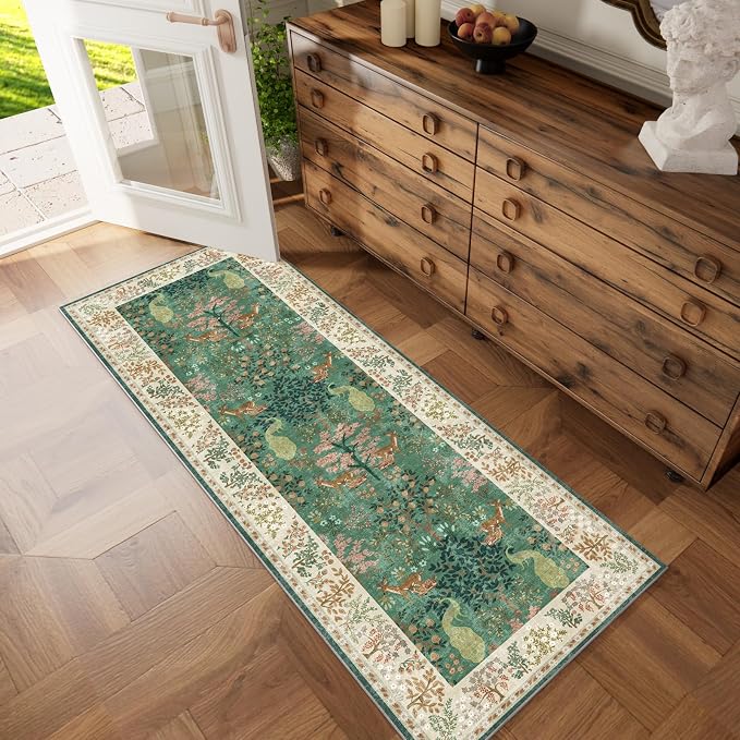 Runner Rug Washable Kitchen Runner: 2'6"x8' Hallway Runner Stain Resistant Non Slip Low Pile Soft Carpet Runners Rug for Entryway Bedroom Hallway Beside Bathroom Laundry Room