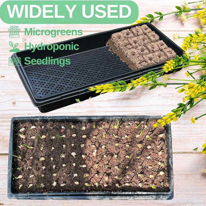 1020 Trays Set - 5 Pack (10 Pcs) Durable 1020 Mesh Tray and No-Hole Tray, Ideal Soil Blocking Trays for Seedlings, Microgreens, and Hydroponics, Heavy-Duty