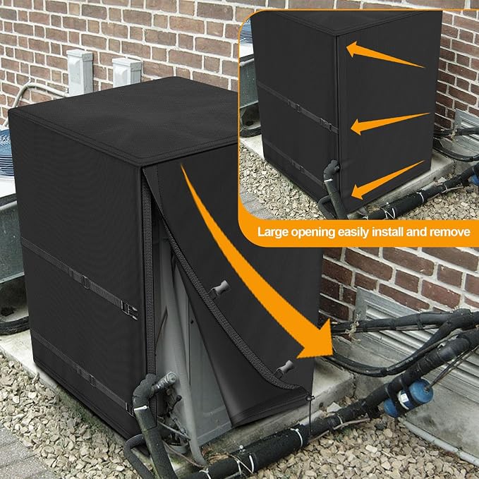 Kipiea Heavy Duty Air Conditioner Cover for Outside Units, Windproof, Anti-UV, Tear & Fade Resistant AC Cover for Winter (24" W x 24" D x 30" H)