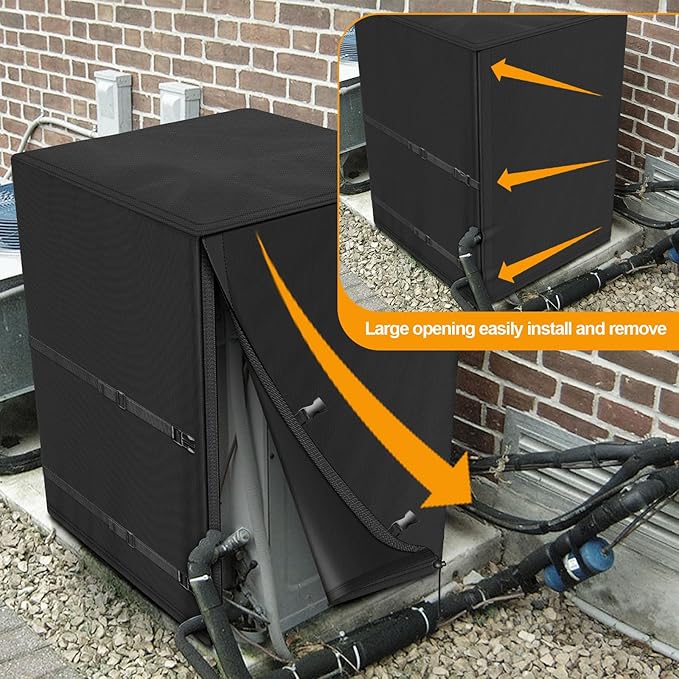 Kipiea Heavy Duty Air Conditioner Cover for Outside Units, Windproof, Anti-UV, Tear & Fade Resistant AC Cover for Winter (28" W x 28" D x 36" H)