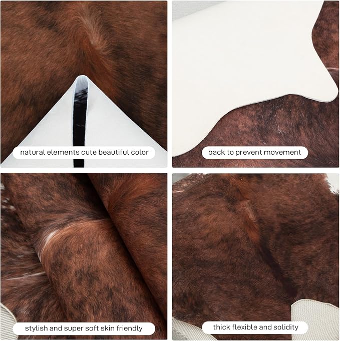MACEVIA Faux Cowhide Rug Cute Cow Print Rugs Animal Area Carpet Western Decor for Living Room Bedroom Non-Slip 43.3" L x 29.5" W(3.6ft x 2.4ft)