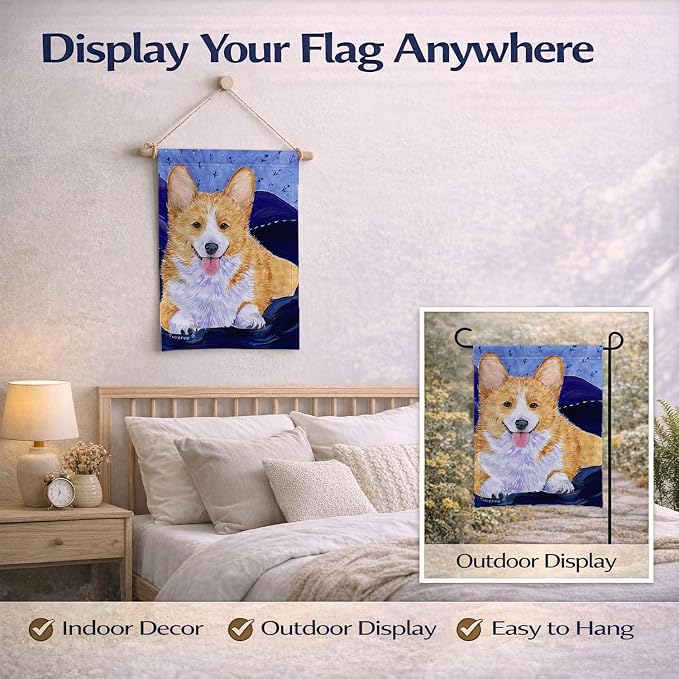 Caroline's Treasures SS8414GF Corgi Garden Flag Mailbox Flag Decorative Yard Flag Banner Outside Patio Artwork Yard Flower Beds, Garden Size, Multicolor