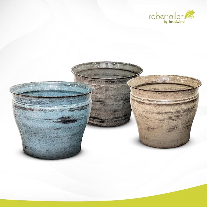 Headwind Glazed Ironstone Vanhorne Collection – 10" Luna Brown Decorative Plant Pot – Lightweight & Triple Coated w/Drainage Flower Pots for Indoor Plants & Outdoor Planter Use by Robert Allen