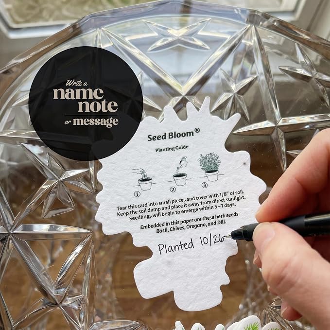 Plantable Herb Seed Paper – 24 Herb-Shaped Planting Seed Papers Writable & Plantable Gift for Moms, Plant Lover, & Teachers, Classroom Activities, Garden Projects, & Celebration Favors