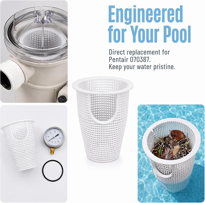 070387 Pool Pump Strainer Basket for Pentair Whisperflo Intelliflo 2pcs | Fits 070387Z,91110040,B-199,310-3210 Skimmer Filter Basket, Durable construction, Easy install