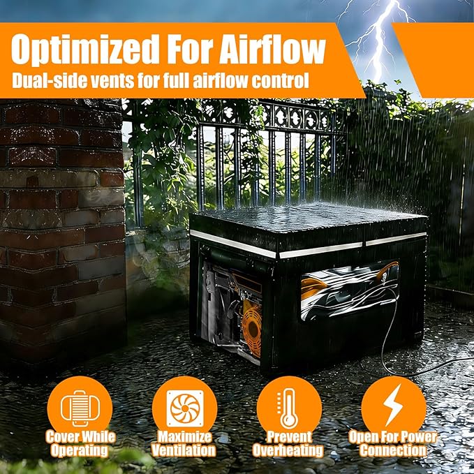 Heavy Duty Generator Cover, 32''Lx24''Wx24''H Generator Cover with Double-Layer Fabric, Side Access to Control Panel, Top Access to Add Fuel, All-weather Protective for Most 5500-15000 Watt Generators