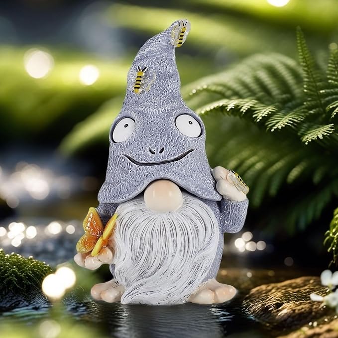 Hide A Key Outside Gnome Figurine Key Hiders Outdoor Garden Gnomes Statues Decorations for Yard Hidden Spare Key Holder Lock Box Grey