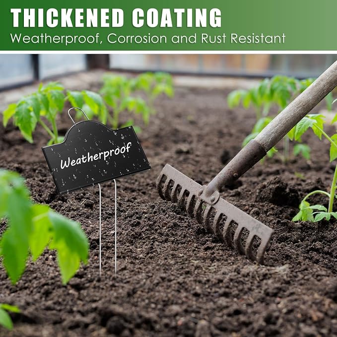 Landhoow 12 Pack Extra Large Metal Plant Labels 6" x 4" with 11'' Stake Stainless Steel Garden Markers Waterproof Memorial Plaques Weatherproof Plant Sign for Vegetable Herb Flower Greenhouse Outdoor