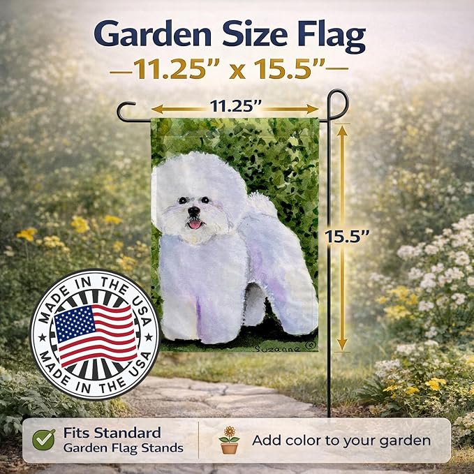 Caroline's Treasures SS8712GF Bichon Frise Garden Flag Mailbox Flag Decorative Yard Flag Banner Outside Patio Artwork Yard Flower Beds, Garden Size, Multicolor