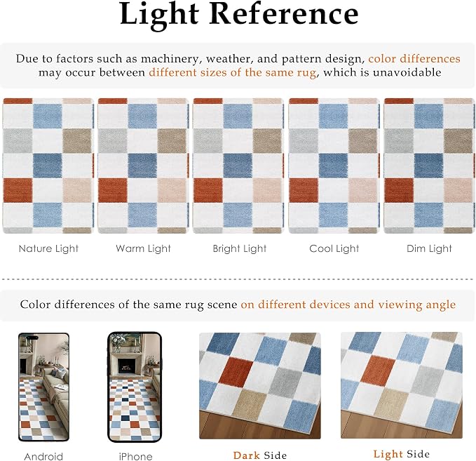 2x6 Washable Runner Rug Kitchen Colorful Non Slip Checkered Carpet | Soft, Low Pile, Modern, Pet Friendly, Indoor Rugs for Hallway, Entryway, Laundry Room, Bathroom