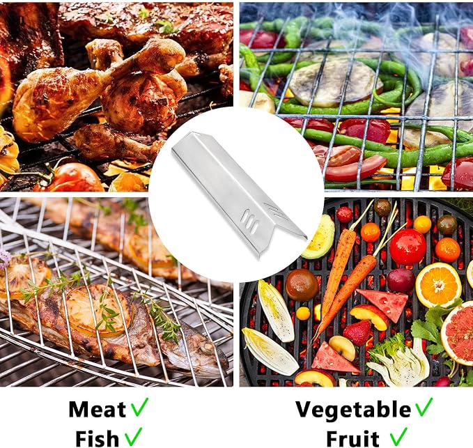 GasSaf 15 inch Heat Plate Replacement for Backyard GBC1460W, GBC1461W, Dyna-glo DGF510SBP, DGF510SSP, Uniflame GBC1059WB, BHG and Others, Stainless Steel Heat Shield Tent(15" x 3 13/16")(4-Pack)
