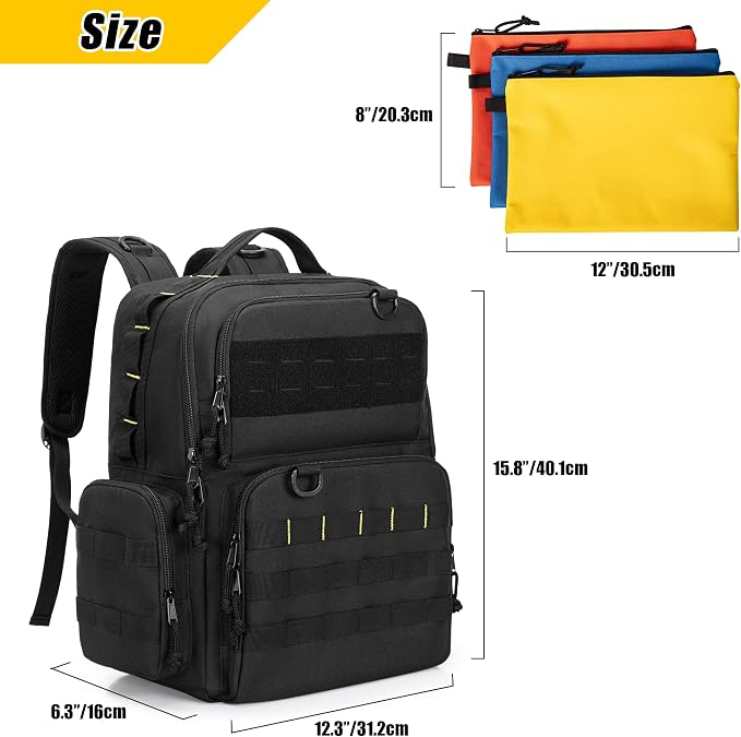 Rexmica Tool Bag Backpack for Men with 3 Tool Pouches, Heavy-Duty Tool Storage Organizer Bag with Padded Shoulder & Waist Support, Tactical Work Tool Bag for Electrician, Repairman, HVAC Techs, Black