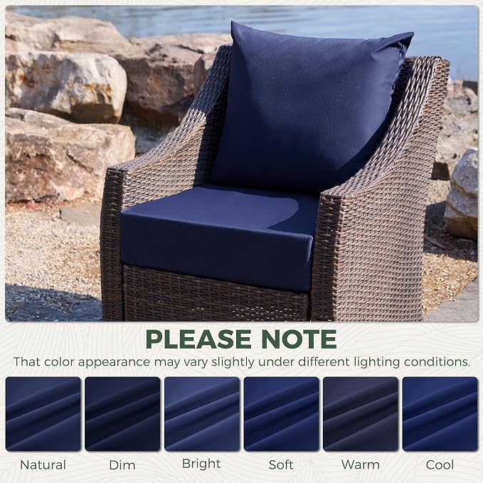 Outdoor Cushions for Patio Furniture, Outdoor Seat Cushion Set 24 x 24 x 5.75 in, Waterproof & Fade Resistant Outdoor Chair Cushions, Patio Cushion with Removable Cover, Set of 4, Navy Blue