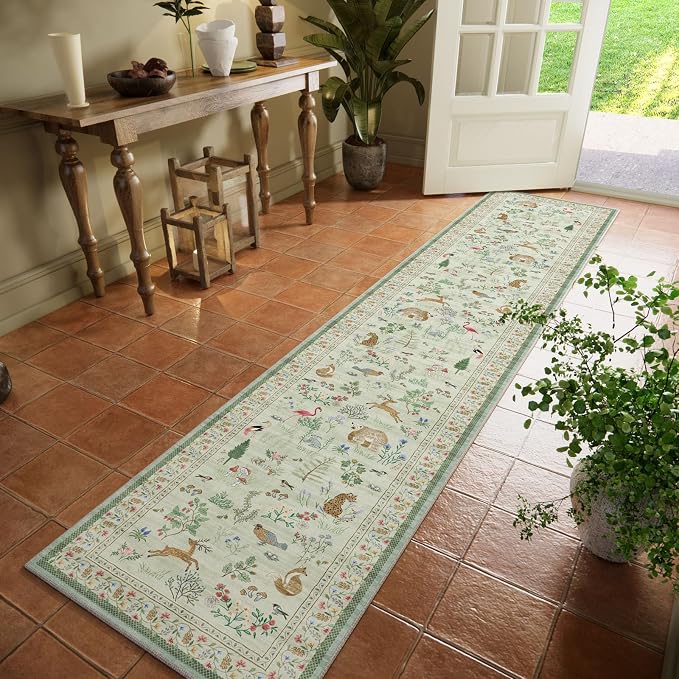 Machine Washable Kitchen Runner Rug: 2'x10' Hallway Runner Non Slip Low Pile Stain Resistant Soft Carpet Runners Rug for Entryway Hallway Kitchen Laundry Room Beside Farmhouse