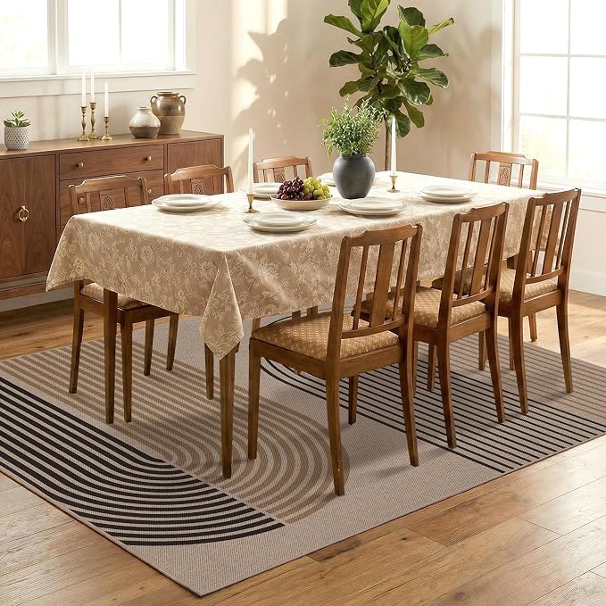 GarveeHome Modern Rainbow Easy Jute 4x6 Area Rug, Indoor/Outdoor Reversible Low Pile Non-Slip & Washable Carpet for Living Room, Bedroom, Kitchen, Sunroom