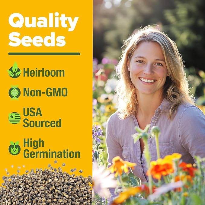 HOME GROWN Wildflower Seeds Bulk Mix | 110,600+ Non-GMO Annual Flower Seed for Planting | 21 Varieties for Butterfly & Pollinator Garden | 3 oz