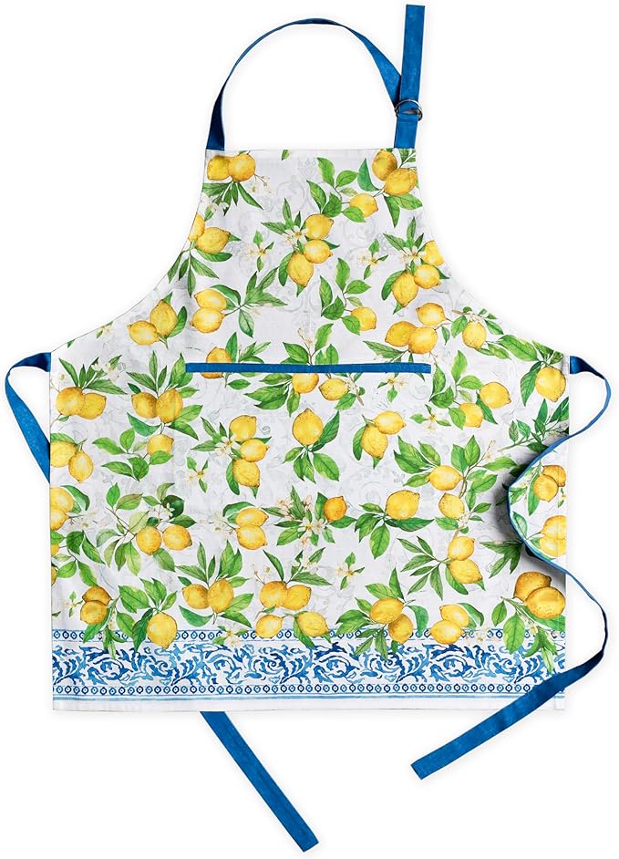 Maison d' Hermine Aprons for women with Pocket 100% Cotton (27.50"x31.50") | Adjustable Neck Strap & long ties Apron Men Chef Wedding Cooking Gardening Server Maid
