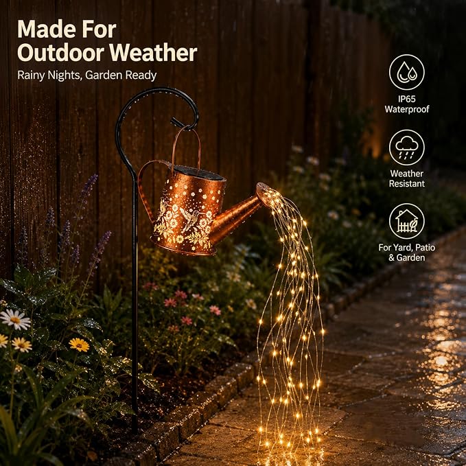 Solar Watering Can Light, Solar Powered Hanging Lantern Landscape Lights, Decorative Garden for Yard Waterproof Garden Decor, Gifts for Mom, Grandma（Hummingbird）