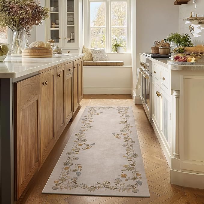 2x6 Washable Runner Rugs for Entryway: Kitchen Rug Non Slip Backing Stain Resistant Low Pile Soft Indoor Floor Carpet Runners for Hallways Kitchen Bedroom Laundry Room Farmhouse Indoor