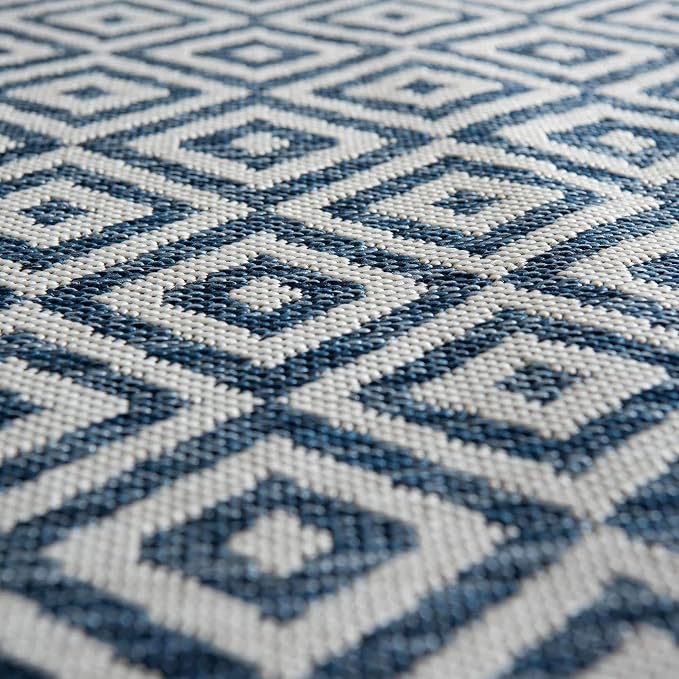 Unique Loom Jill Zarin Outdoor Collection Area Rug - Costa Rica (4' 1" Round, Blue/ Ivory)