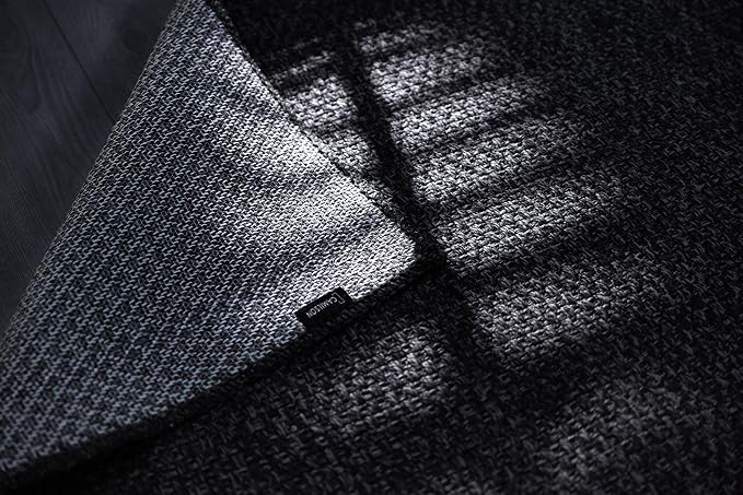 CAMILSON Easy Jute Rug 9x12,Indoor Outdoor Dark Gray Black Farmhouse Area Rugs for Living Room Patio and Kitchen Rug Solid Boho Woven Design Easy-Cleaning Washable Outside Carpet Alfombras (9 x 12)