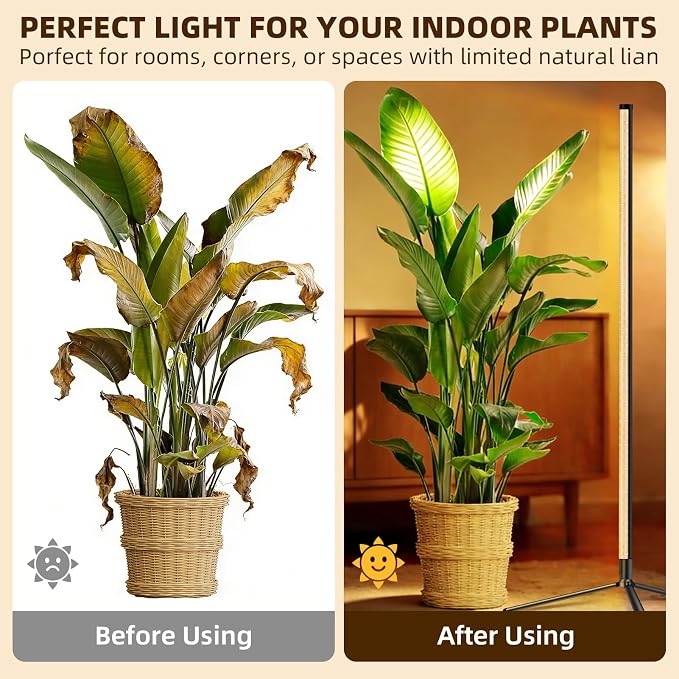 Standing Grow Light for Indoor Plants with Timer,42W Full Spectrum Vertical Grow Lights for Indoor Plants,4FT T8 243LED Plant Lights for Indoor Growing with On/Off Timer Function, 2 Pack