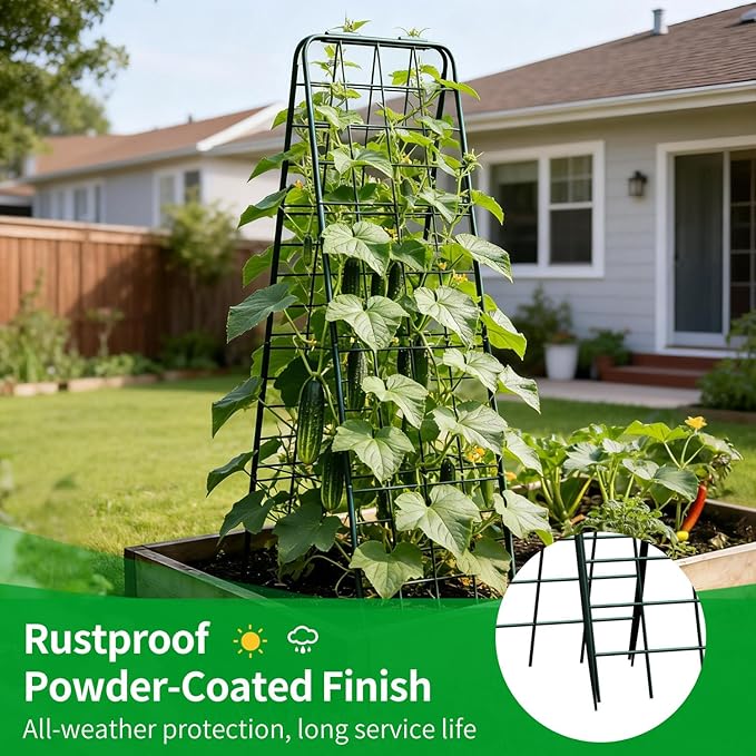 Heavy Duty Trellis for Climbing Plants, 50"x17" Adjustable Height Steel Cucumber Trellis, Powder Coated Metal Garden Trellis for Raised Beds,Tomatoes, Cucumbers & Outdoor Vines