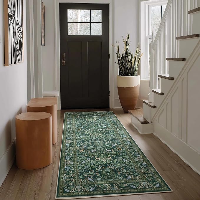 Washable Runners for Hallways Kitchen Rugs: 2'x6' Runner Rug Stain Resistant Non Slip Low Pile Soft Carpet Runners for Hallways Bedroom Kitchen Entryway Indoor Living Room Farmhouse