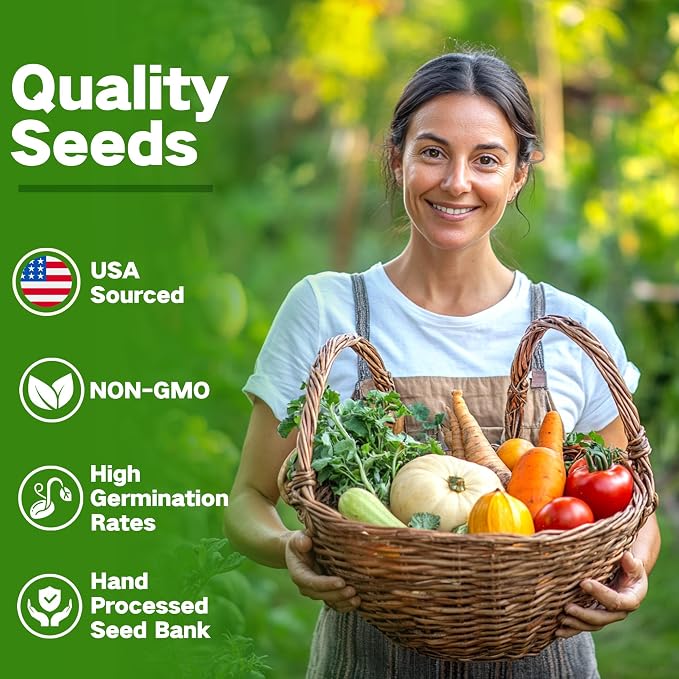 Lush&Dew Companion Plants Heirloom Seed Bank, Gardening Gifts for Women Men | 32 Varieties 30,000+ Non-GMO Vegetable Seeds for Planting in Raised Garden Bed Greenhouse, Survival Seed Kit for Food Supply