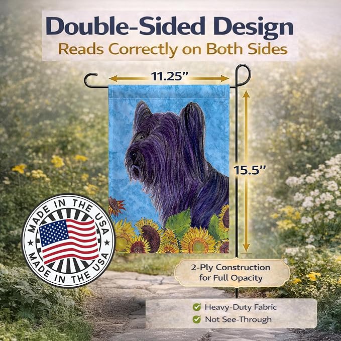Caroline's Treasures SS4232GF Skye Terrier in Summer Flowers Garden Flag Mailbox Flag Decorative Yard Flag Banner Outside Patio Artwork Yard Flower Beds, Garden Size, Multicolor