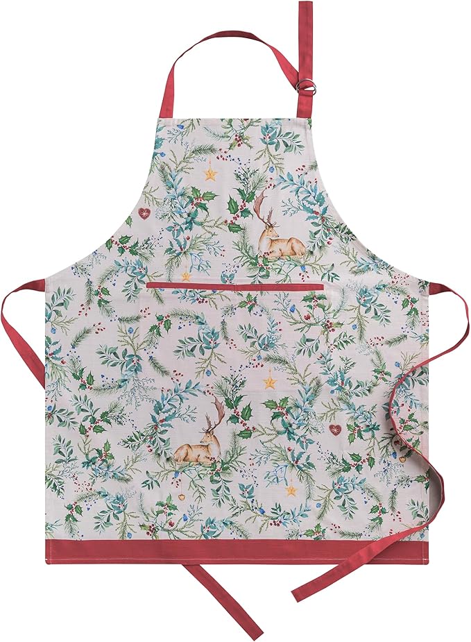 Maison d' Hermine Aprons for women with Pocket 100% Cotton (27.50"x31.50") | Adjustable Neck Strap & long ties Apron Men Chef Wedding Cooking Gardening Server Maid