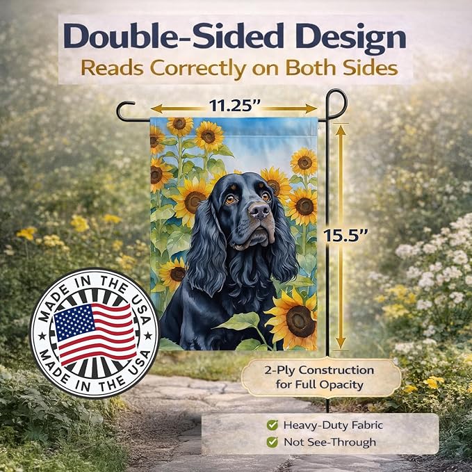 Caroline's Treasures DAC6060GF Cocker Spaniel in Sunflowers Garden Flag Mailbox Flag Decorative Yard Flag Banner Outside Patio Artwork Yard Flower Beds, Garden Size, Multicolor