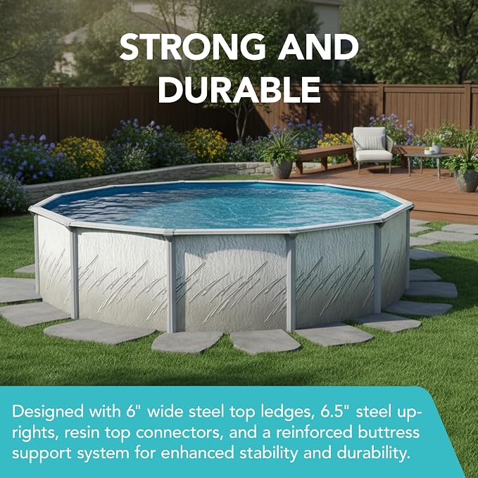 Puri Tech 15'x52 Lakeview Above Ground Swimming Pool Set with Liner, Skimmer, Liner Pad, and Pool Cove for Replacement Backyard Swimming Pool Setup