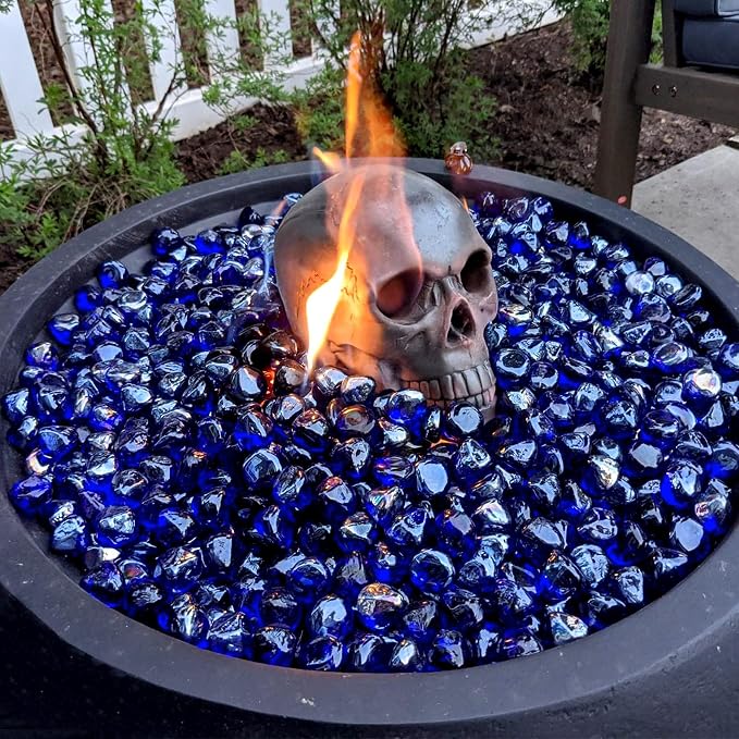 Mr. Fireglass Cobalt Blue Fire Glass Diamonds, 1 Inch Reflective Tempered Fire Glass Rocks for Outdoor Fire Pit, Fireplace and Fire Pit Table, 20 Pounds (Pack of 2)