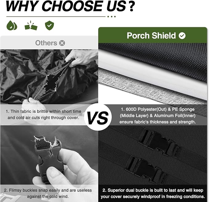 Porch Shield Outdoor Window AC Cover – Winter Insulation Window Air Conditioner Cover for Outside Up to 21"L x 16"D x 15"H, Black