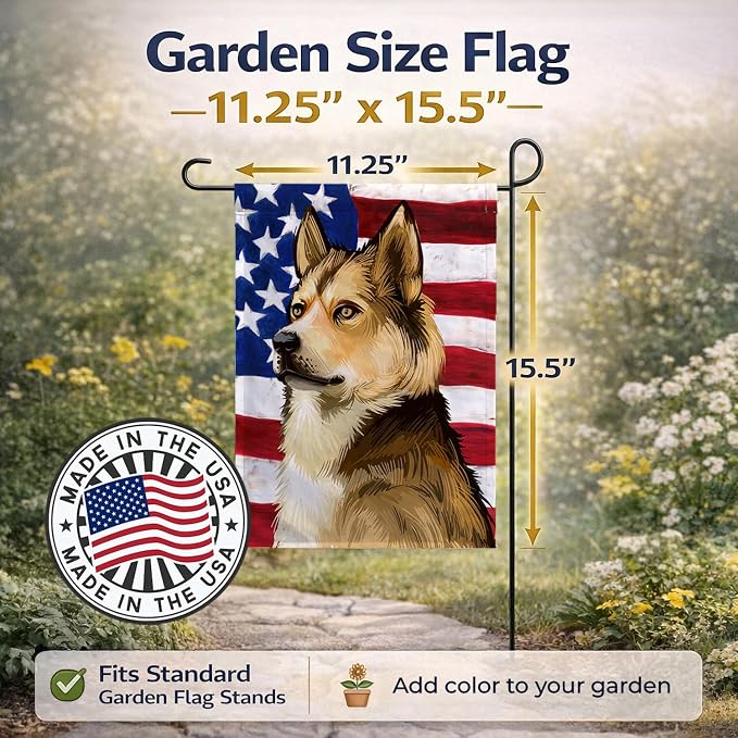 Caroline's Treasures CK6509GF East Siberian Laika Dog American Flag Garden Flag Mailbox Flag Decorative Yard Flag Banner Outside Patio Artwork Yard Flower Beds, Garden Size, Multicolor