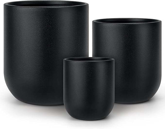 homenote Flower Pots 13/11.5/10 Inch,Large Plant Pots Indoor with Drainage,Plastic Pots for Plants,Garden Pots for Outdoor,Large Planters for Indoor Plants,Big Plastic Planter,Black(3 Pcs)