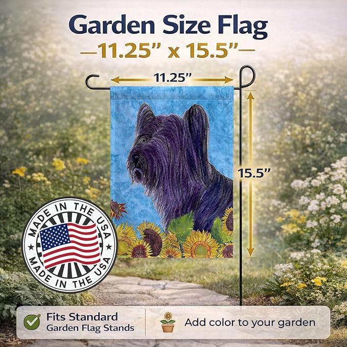 Caroline's Treasures SS4232GF Skye Terrier in Summer Flowers Garden Flag Mailbox Flag Decorative Yard Flag Banner Outside Patio Artwork Yard Flower Beds, Garden Size, Multicolor