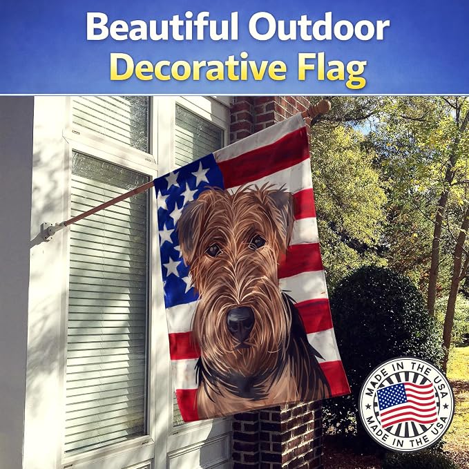 Caroline's Treasures CK6754CHF Welsh Terrier American Flag House Flag Large Porch Sleeve Pole Decorative Outside Yard Banner Artwork Wall Hanging, Polyester, House Size, Multicolor
