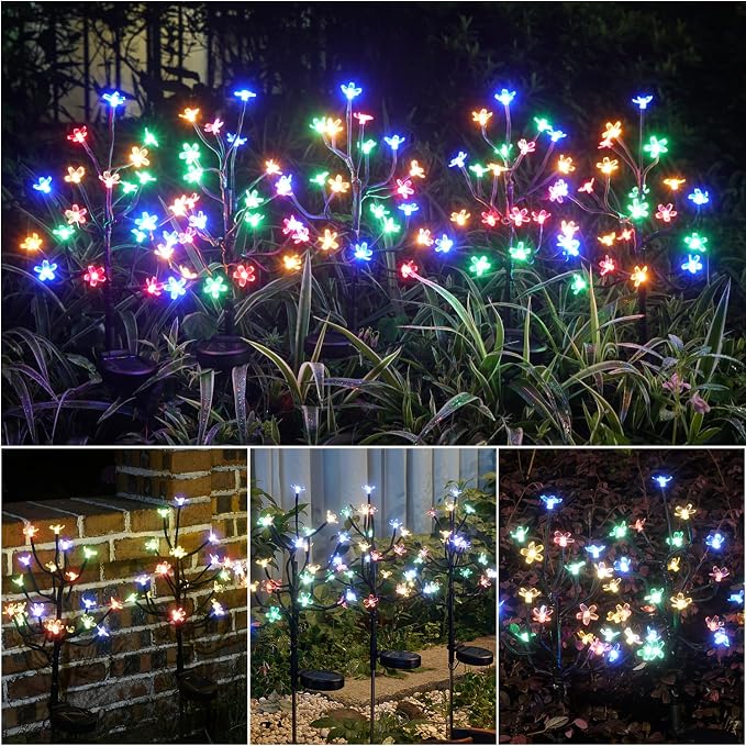 Solar Garden Lights Waterproof, Solar Lights Outdoor Decorative 8Pack,160Led Solar Powered Flowers Garden Decor,Fairy Light for Yard,Pathway,Outside Decorations,Gardening Gifts for Women Mom