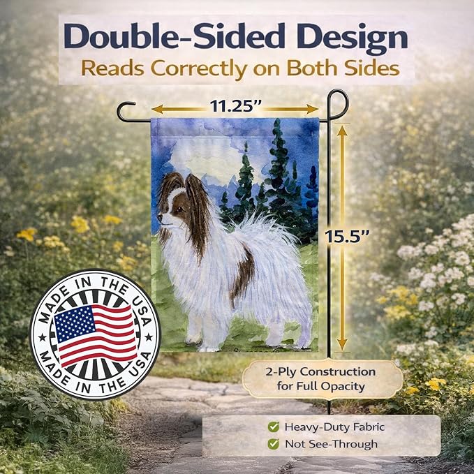 Caroline's Treasures SS8975GF Papillon Garden Flag Mailbox Flag Decorative Yard Flag Banner Outside Patio Artwork Yard Flower Beds, Garden Size, Multicolor