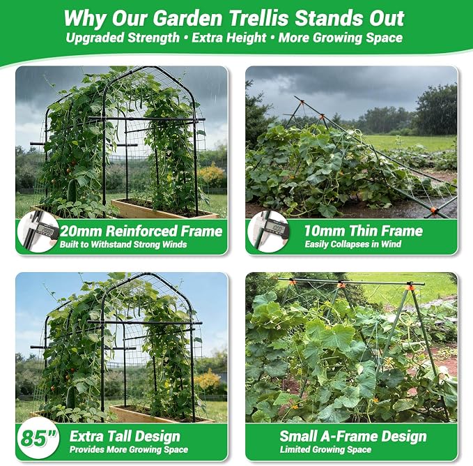 Tall Garden Arch Trellis for Climbing Plants Outdoor,7 ft Arbor Large Arch Tunnel Trellis, Metal Cucumber Trellis, Plant Support Archway Garden Trellis for Vegetables Fruits Flowers Yard