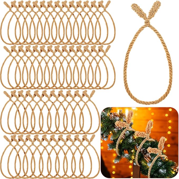 Zhengmy 100 Pcs 20 Inches Christmas Garland Ties Christmas Decorative Twist Ties for Banister Reusable and Flexible Twist for Xmas Home Decorations Holiday Craft Wrapping (Gold)
