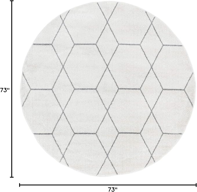 Unique Loom Trellis Frieze Collection Area Rug - Geometric (6' Round, Ivory/ Gray)